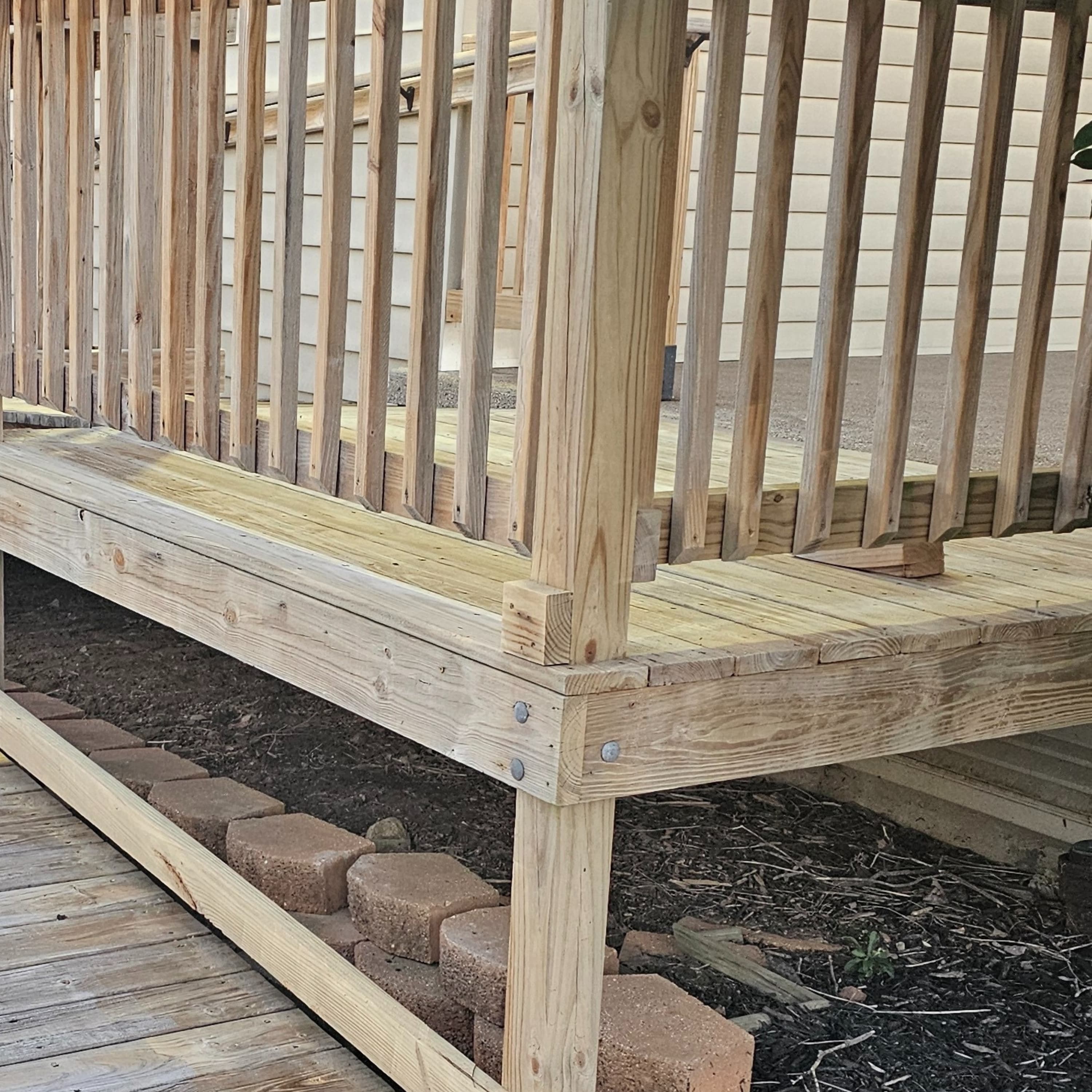 Weathered deck before cleaning