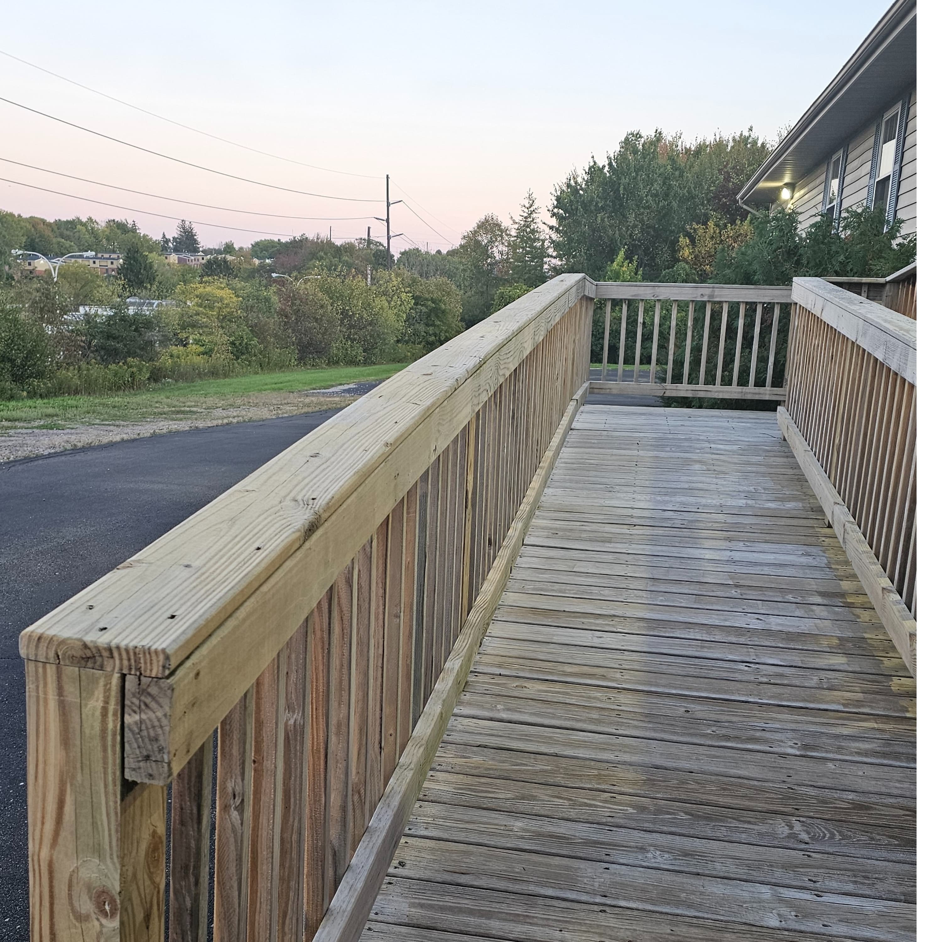 Deck covered with algae before cleaning